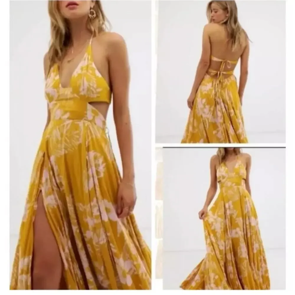 Sleeveless Floral Yellow Summer Maxi Dress - Picture 2 of 12